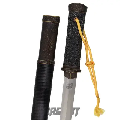 【金螳螂】大馬武士刀 金螳螂脇差 肋差 手打ち 模造刀 刀装具 居合刀 鑑賞用 手工螳螂脇差/中型武士-武士刀│無血槽- 宏均國際/MASCUT世界名刀