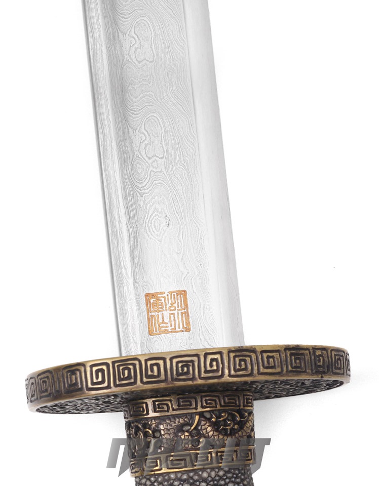 劍村銅雕龍紋牛尾刀鮫魚皮花紋鋼-中國刀│中國刀- 宏均國際/MASCUT世界名刀