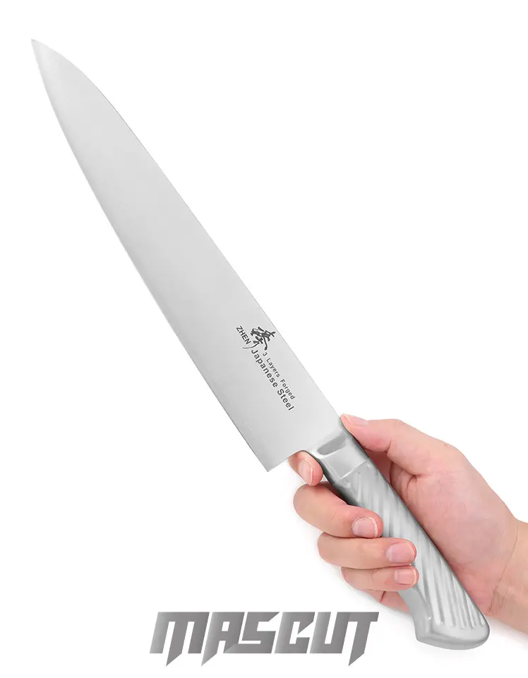 臻ZHEN 不銹鋼三合鋼牛刀27CM -廚刀(不二價)│固定刀- 宏均國際/MASCUT