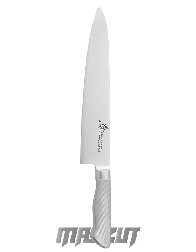 臻ZHEN 不銹鋼三合鋼牛刀27CM -廚刀(不二價)│固定刀- 宏均國際/MASCUT