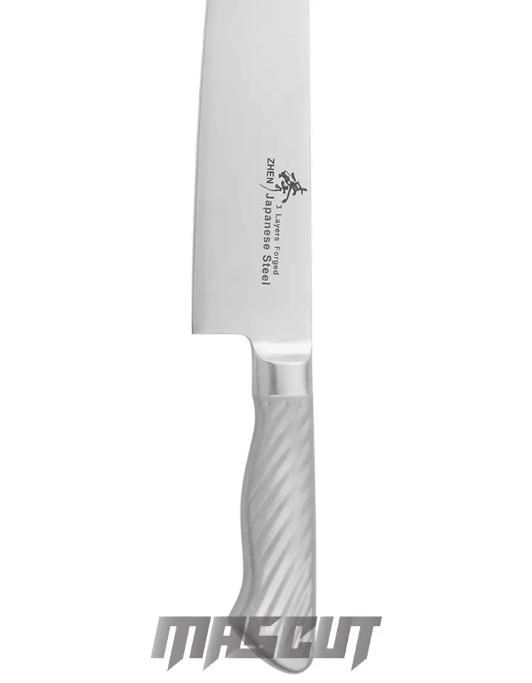 臻ZHEN 不銹鋼三合鋼牛刀27CM -廚刀(不二價)│固定刀- 宏均國際/MASCUT